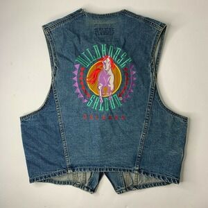 VTG Wildhorse Saloon Orlando Denim Vest‎ Medium Embroidered Button Front